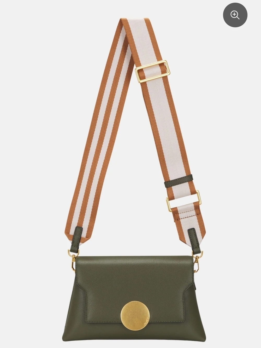 orYANY Olive Green Satchel with Striped Tan & Cream Strap